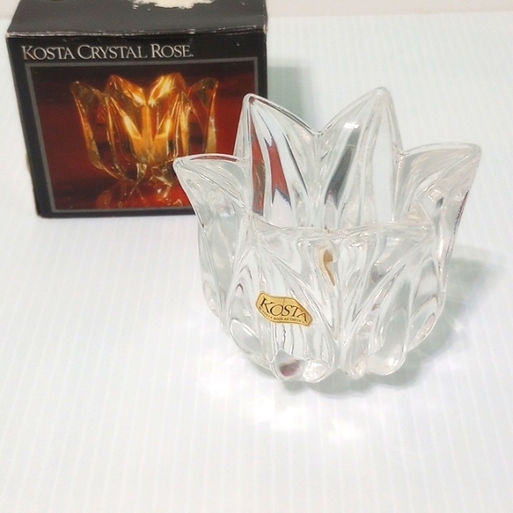 Vintage Kosta Boda Sweden Crystal Rose Candle Holder - Picture 2 of 9